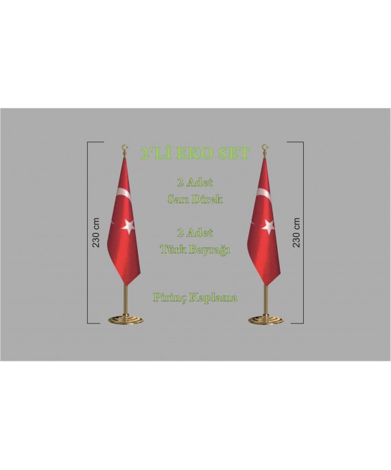 2'Li Bayrak Direği Pirinç veya Kaplama 230cm