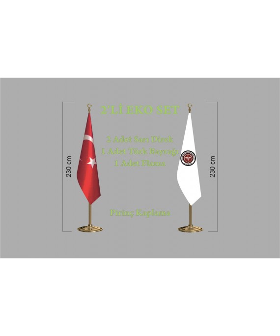 2'Li Bayrak Direği Pirinç veya Krom Kaplama 230cm 2'Li Bayrak Direği Pirinç veya Krom Kaplama 230cm