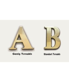 7 cm Pirinç Harf Standart Tırnaklı