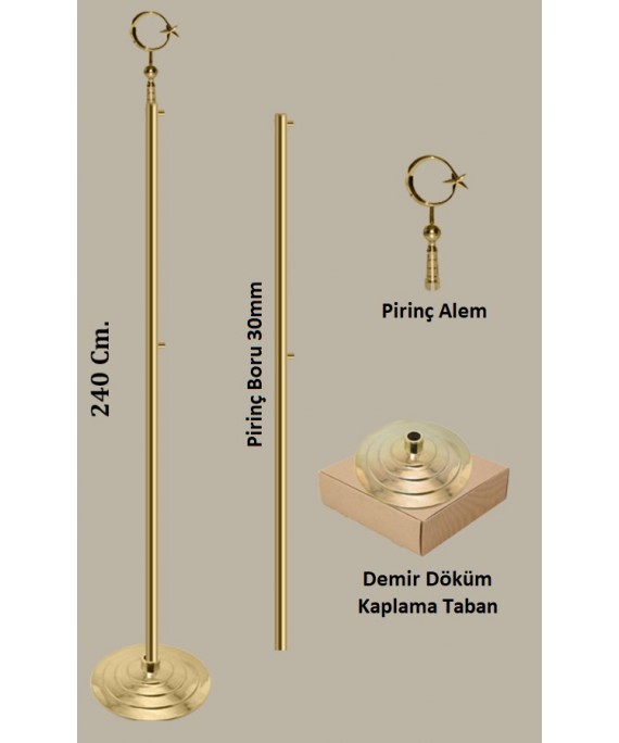 Pirinç Makam Bayrak Direği Kaplama Taban