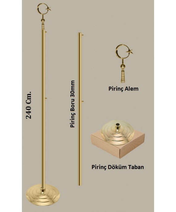Pirinç Makam Bayrak Direği Pirinç Döküm Taban