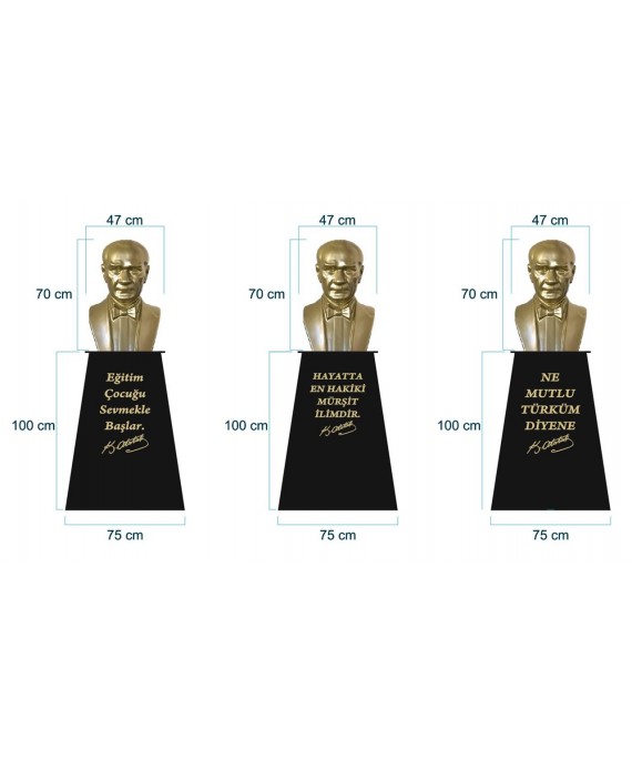 Atatürk Büstü Papyonlu (70cm Fiber)+ Kaide (100cm)