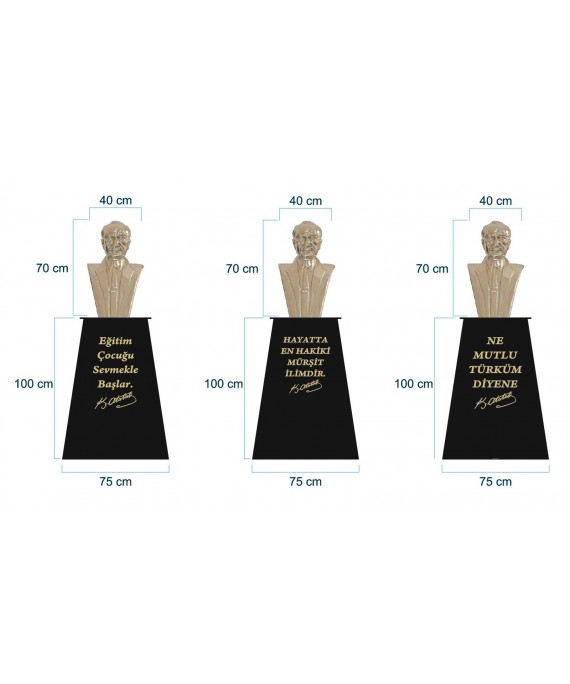 Atatürk Büstü (70cm Pirinç)+ Kaide (100cm)