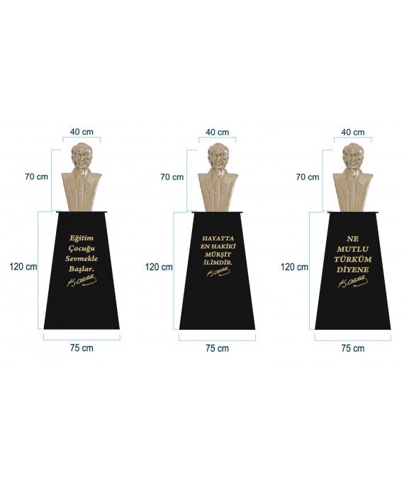 Atatürk Büstü (70cm Pirinç)+ Kaide (120cm) Atatürk Büstü (70cm Pirinç)+ Kaide (120cm)