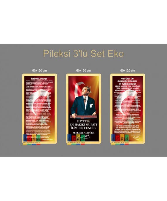 Atatürk Köşesi Pileksi 3 Parça 60x120cm Atatürk Köşesi Pileksi 3 Parça 60x120cm