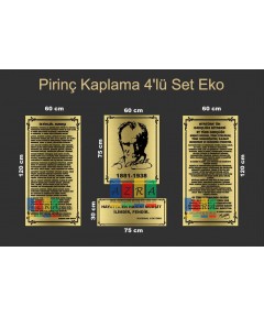 Atatürk Köşesi Pirinç Kaplama 4 Parça 60x120cm Atatürk Köşesi Pirinç Kaplama 4 Parça 60x120cm
