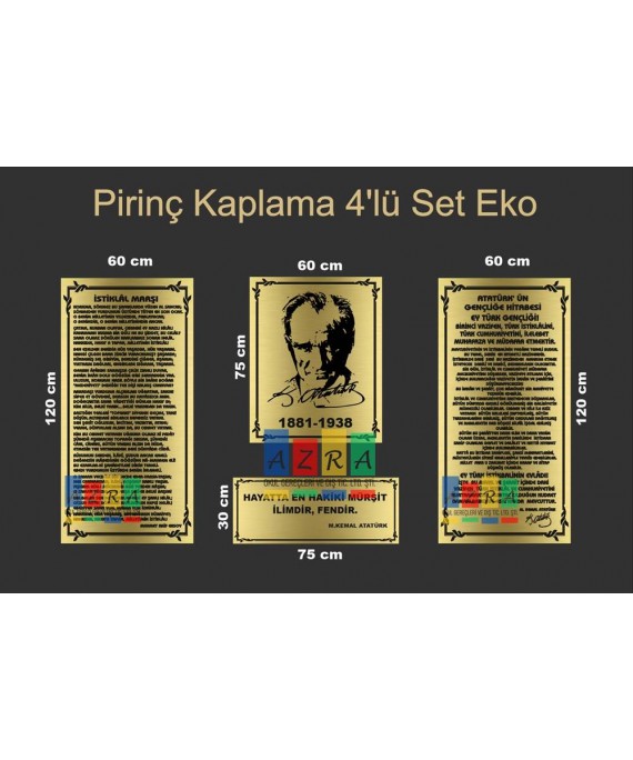 Atatürk Köşesi Pirinç Kaplama 4 Parça 60x120cm Atatürk Köşesi Pirinç Kaplama 4 Parça 60x120cm