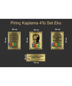 Atatürk Köşesi Pirinç Kaplama 4 Parça 50x70cm Atatürk Köşesi Pirinç Kaplama 4 Parça 50x70cm