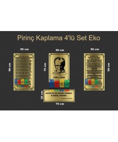 Atatürk Köşesi Pirinç Kaplama 4 Parça 50x90cm Atatürk Köşesi Pirinç Kaplama 4 Parça 50x90cm