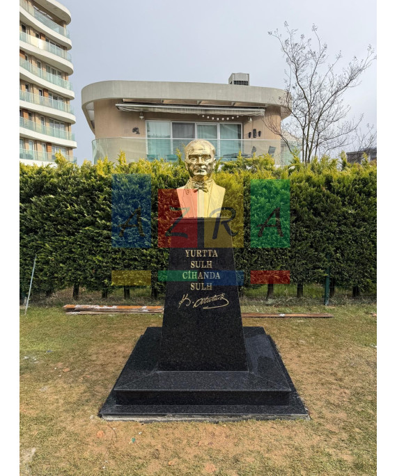 Atatürk Büstü Pirinç Mermer Siyah Granit Kaide