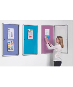 50x70cm Camlı İlan Panosu Kapaklı Kilitli İnce Alüminyum Çerçeve Kumaş Zemin