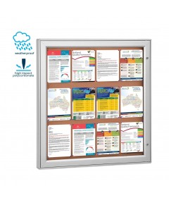 60x90cm Camlı İlan Panosu Kapaklı Kilitli Oval Köşe Alüminyum Çerçeve Mantar Zemin