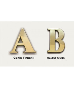 4 cm Pirinç Harf Standart Tırnaklı