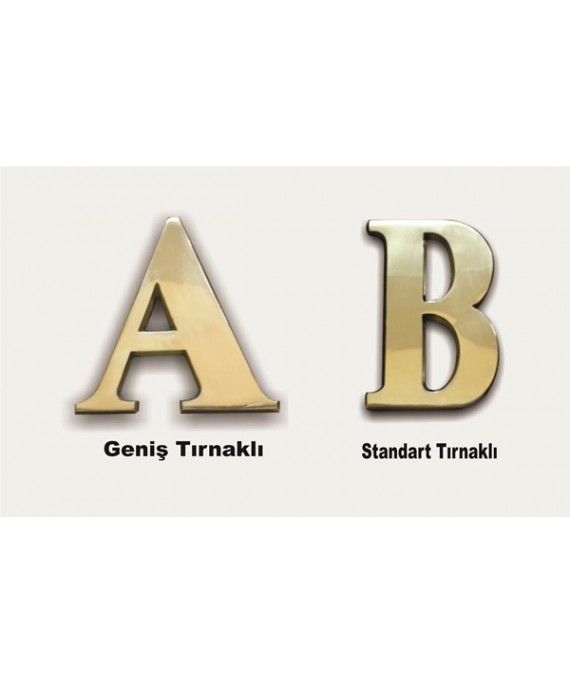 6 cm Pirinç Harf Standart Tırnaklı