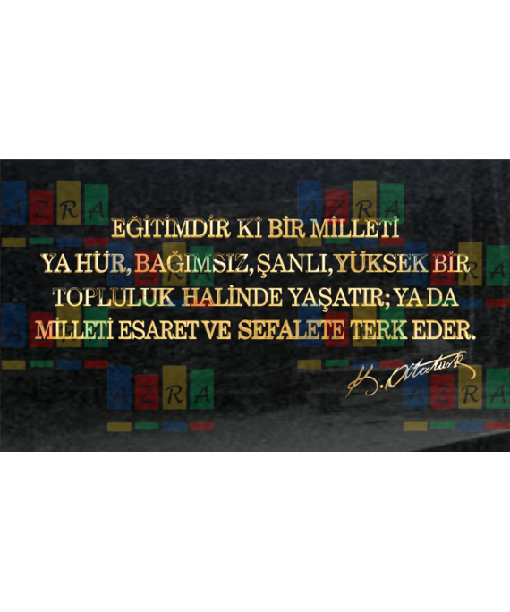 Pirinç Yazı Seti Eğitimdir Ki Bir Milleti + İmza 5cm