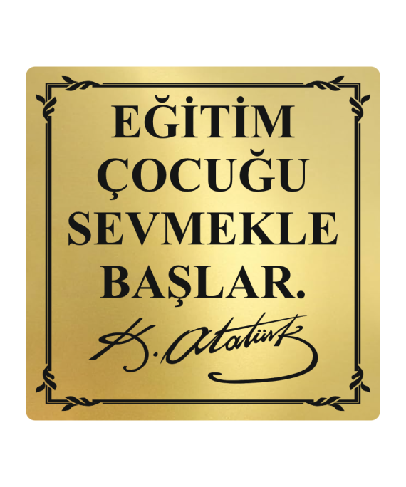 Atatürk Büstü Vecize Yazı Pirinç Kaplama 40x40 cm