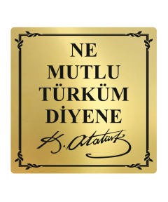 Atatürk Büstü Vecize Yazı Pirinç Kaplama 40x40 cm