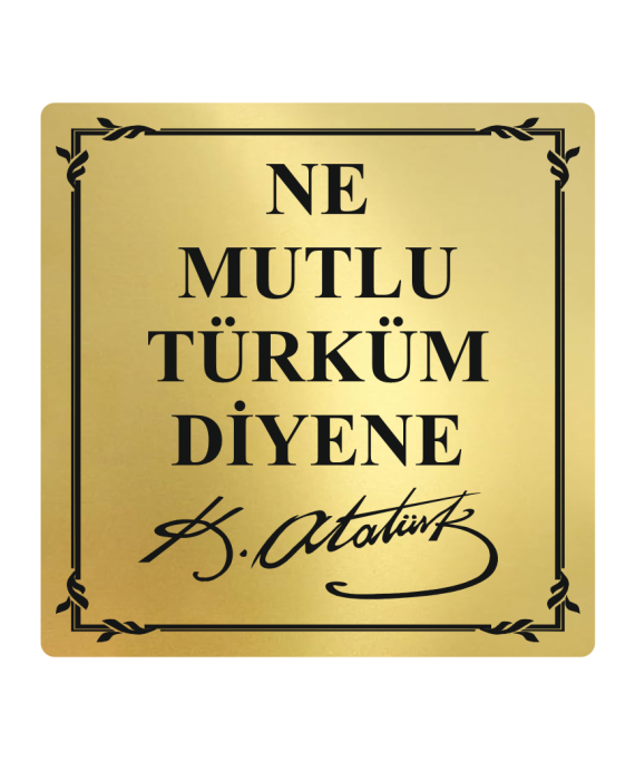 Atatürk Büstü Vecize Yazı Pirinç Kaplama 40x40 cm