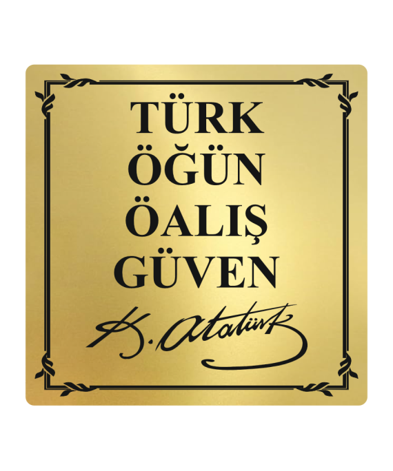 Atatürk Büstü Vecize Yazı Pirinç Kaplama 40x40 cm