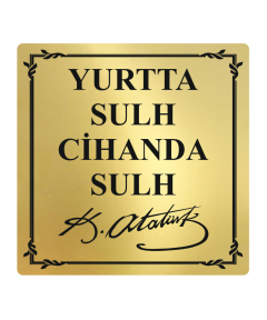 Atatürk Büstü Vecize Yazı Pirinç Kaplama 40x40 cm