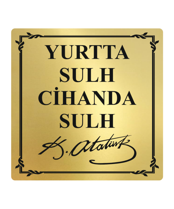 Atatürk Büstü Vecize Yazı Pirinç Kaplama 40x40 cm